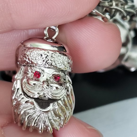 ELCO Sterling Silver Charm Bracelet, Double Chain with Ball Accents/Heart 7.25" - Picture 8 of 17